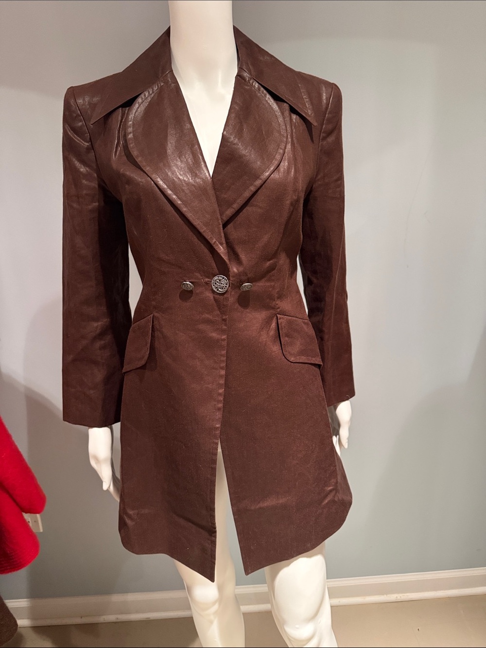 Bazaar de Christian Lacroix Women's linen Blazer Brown Size 40 Like New